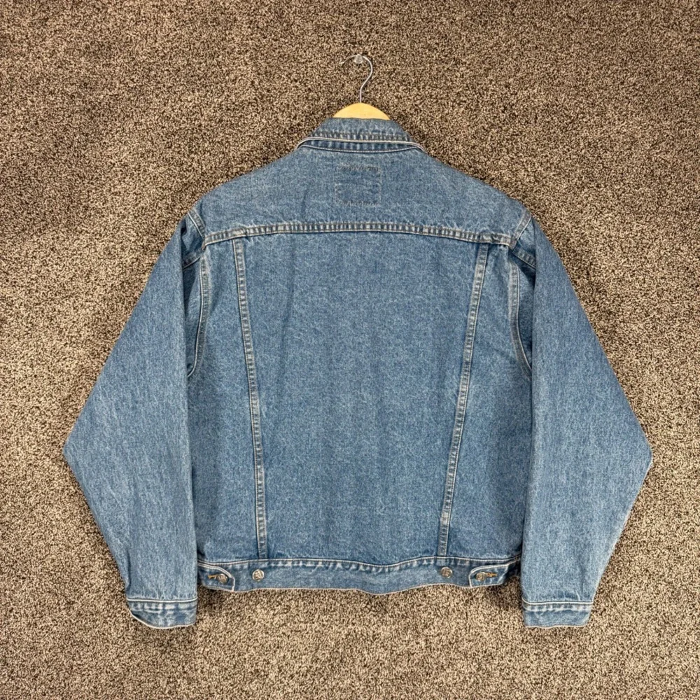 Vintage LEE Sport Denim Trucker Jacket Mens M Blue Made In Hong Kong